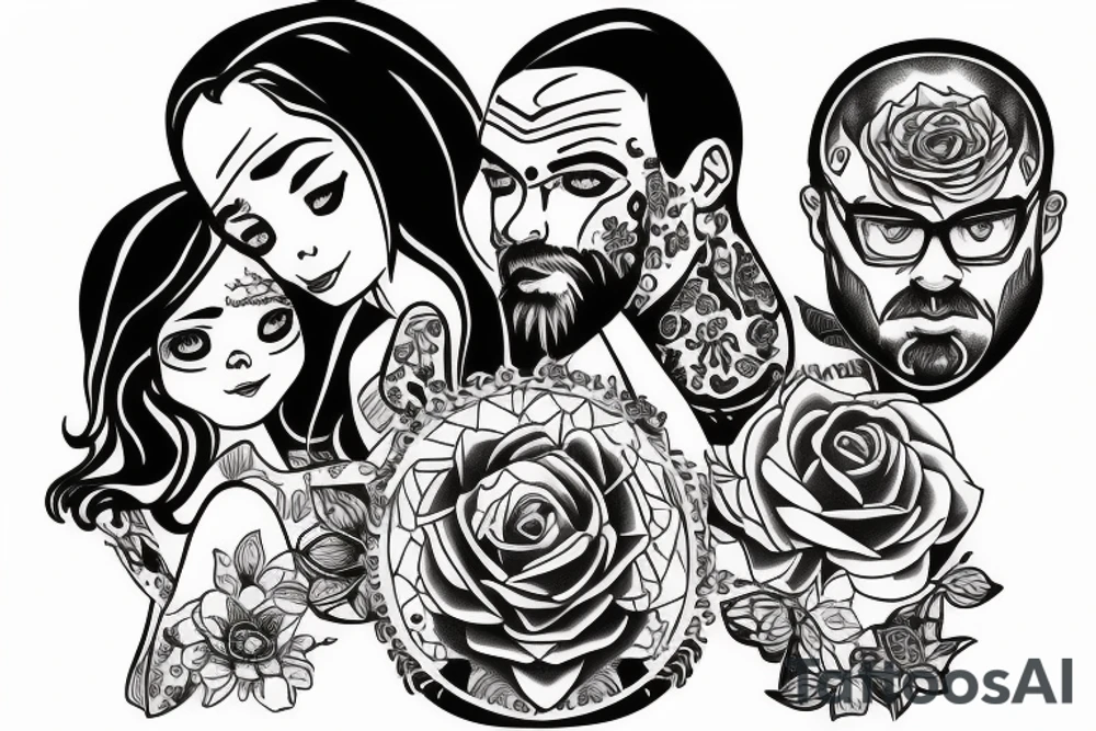 A father protecting his three daughters tattoo idea