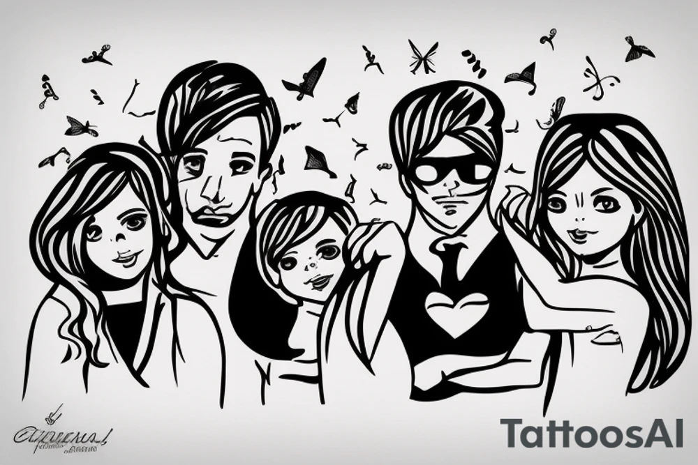A father protecting his three daughters tattoo idea