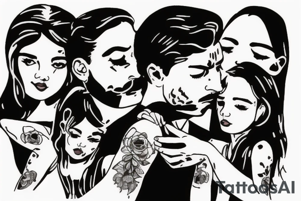 A father protecting his three daughters tattoo idea