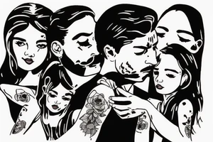 A father protecting his three daughters tattoo idea