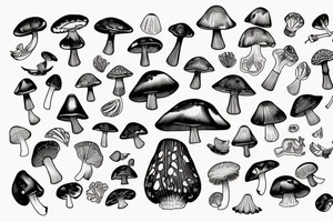 Cute psilocybin mushrooms tattoo idea