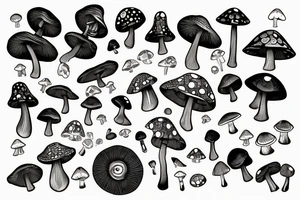 Cute psilocybin mushrooms tattoo idea
