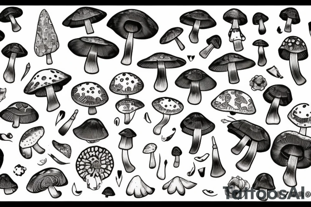 Cute psilocybin mushrooms tattoo idea