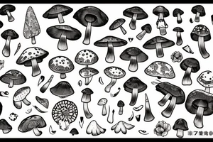 Cute psilocybin mushrooms tattoo idea
