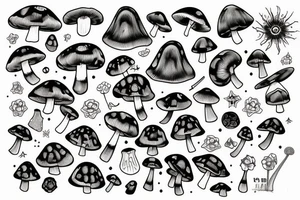 Cute psilocybin mushrooms tattoo idea