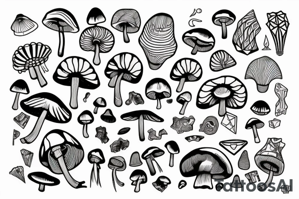 Cute psilocybin mushrooms tattoo idea