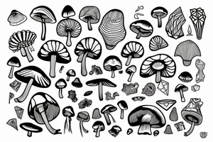 Cute psilocybin mushrooms tattoo idea