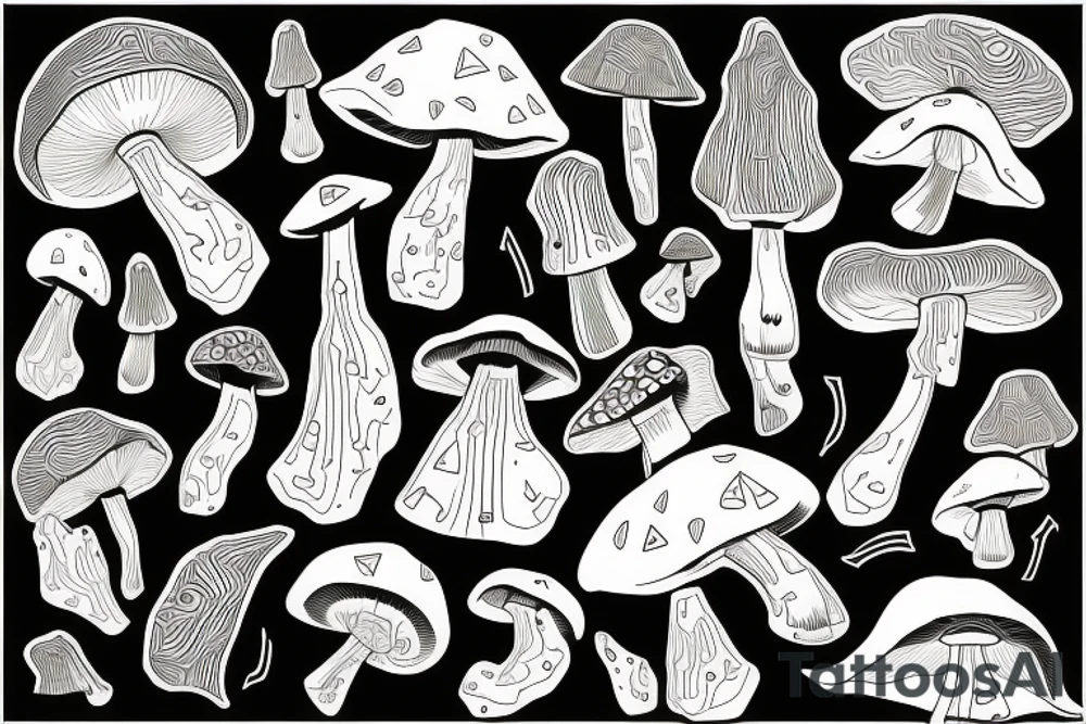 Cute psilocybin mushrooms tattoo idea