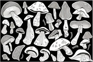 Cute psilocybin mushrooms tattoo idea