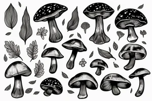 Cute psilocybin mushrooms tattoo idea
