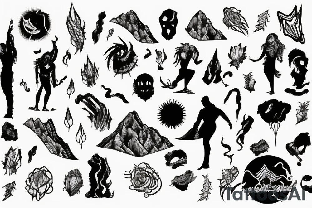 person standing on a cliff with lighting in the background tattoo idea
