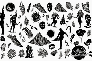 person standing on a cliff with lighting in the background tattoo idea