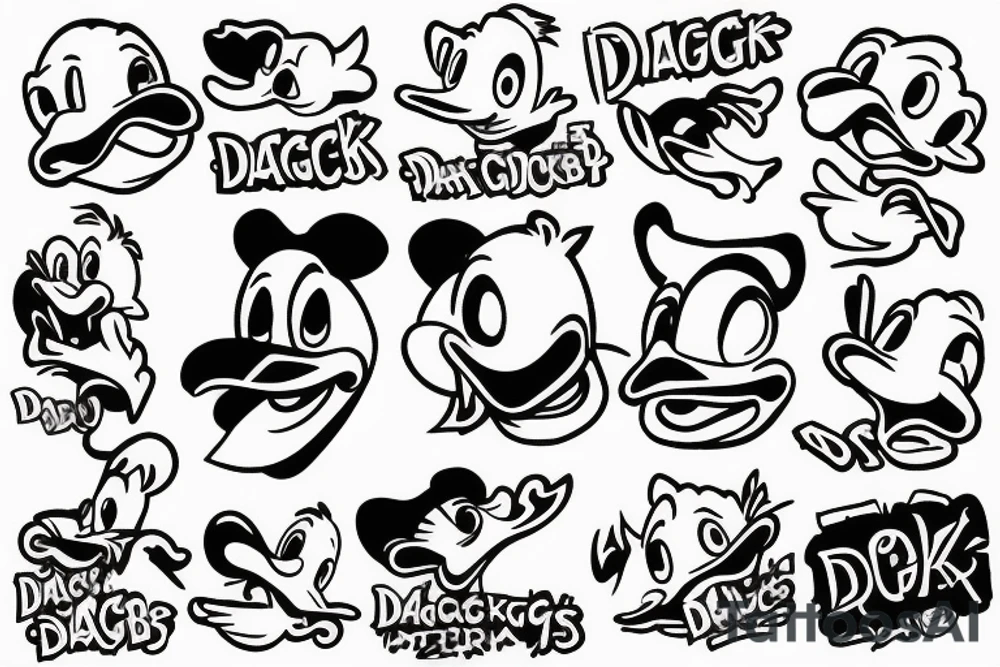 Dagobert Duck doing drugs with lots of money around tattoo idea