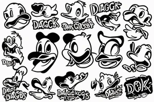 Dagobert Duck doing drugs with lots of money around tattoo idea