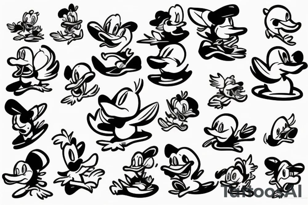 Dagobert Duck doing drugs with lots of money around tattoo idea