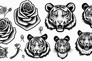 a tiger sniffs a rose tattoo idea