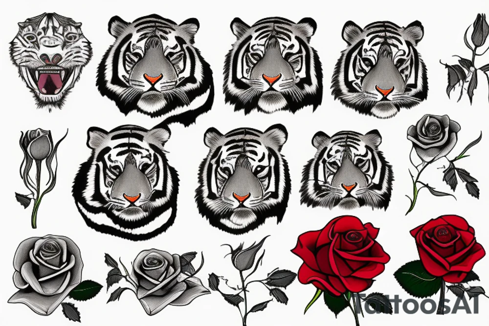 a tiger sniffs a rose tattoo idea