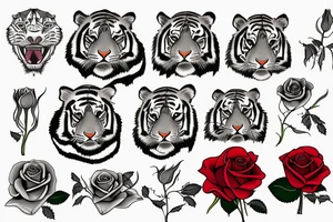 a tiger sniffs a rose tattoo idea