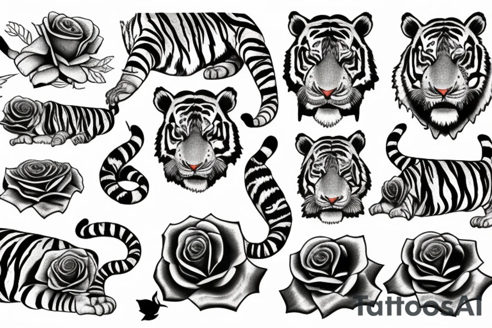 a tiger sniffs a rose tattoo idea