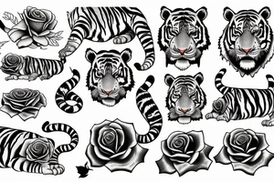 a tiger sniffs a rose tattoo idea