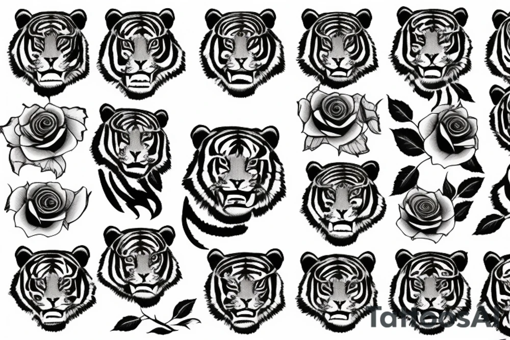 a tiger sniffs a rose tattoo idea