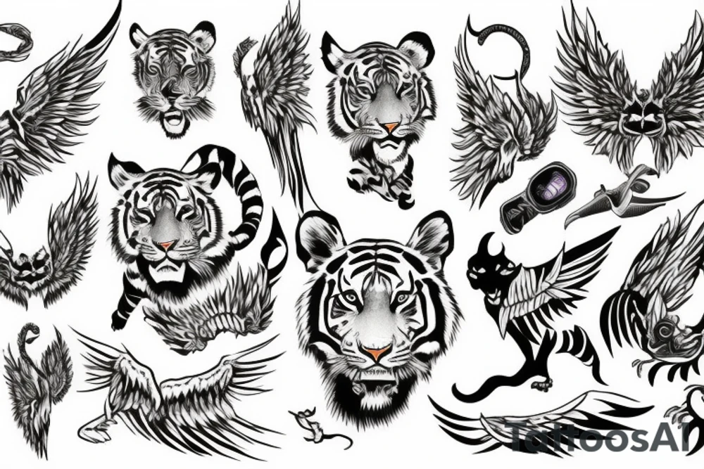 The tiger with wings tattoo idea