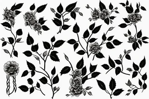 A combination of an olive branch, an ivy vine and a wild English rose tattoo idea