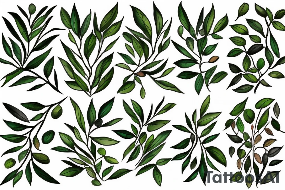 A hedge made of olive branches, sweetbriar and ivy vines twisted together tattoo idea