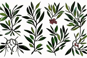 A hedge made of olive branches, sweetbriar and ivy vines twisted together tattoo idea