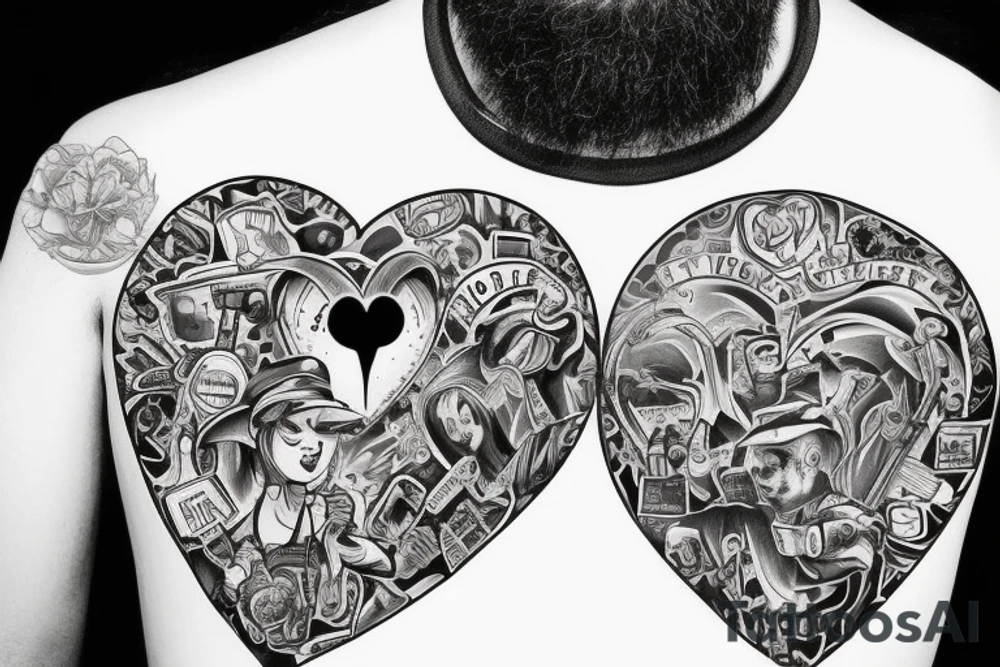A heart on the run
Keeps a hand on a gun
You can't trust anyone tattoo idea