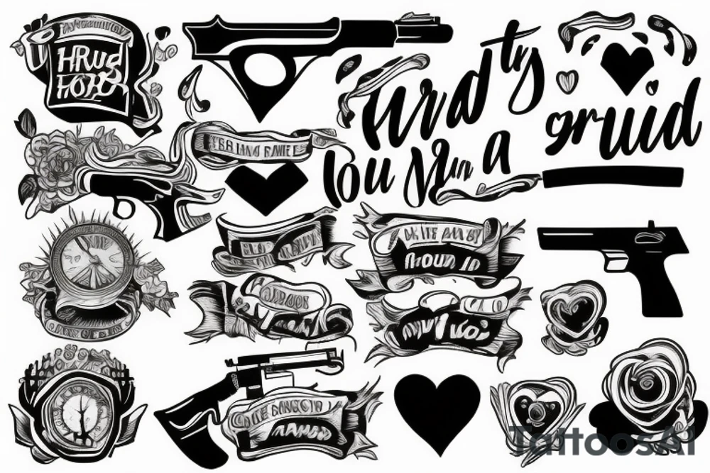 A heart on the run Keeps a hand on a gun You can't trust anyone tattoo idea