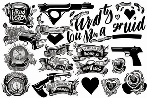 A heart on the run Keeps a hand on a gun You can't trust anyone tattoo idea