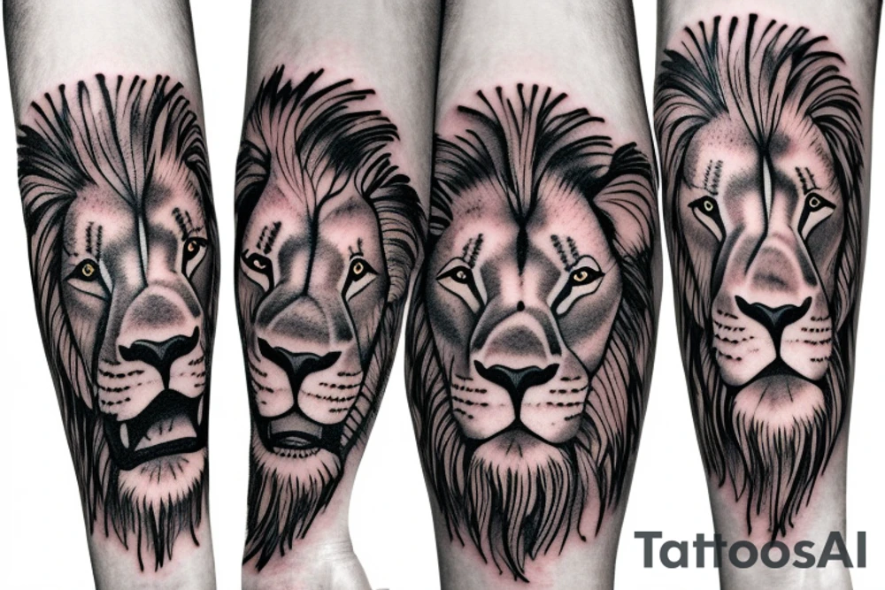 Lion with 2 cubs arm sleeve tattoo idea