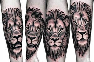 Lion with 2 cubs arm sleeve tattoo idea