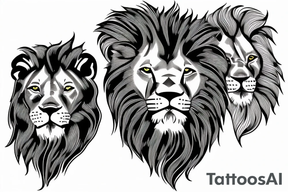 Lion with 2 cubs arm sleeve tattoo idea