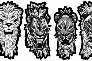 Lion with 2 cubs arm sleeve tattoo idea