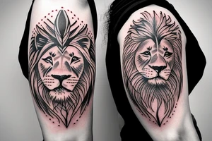 Lion with 2 cubs arm sleeve tattoo idea