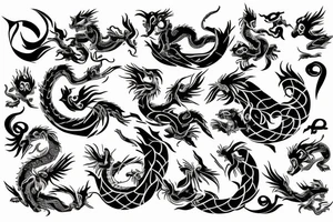 Panda, dragon, phoenix tattoo idea