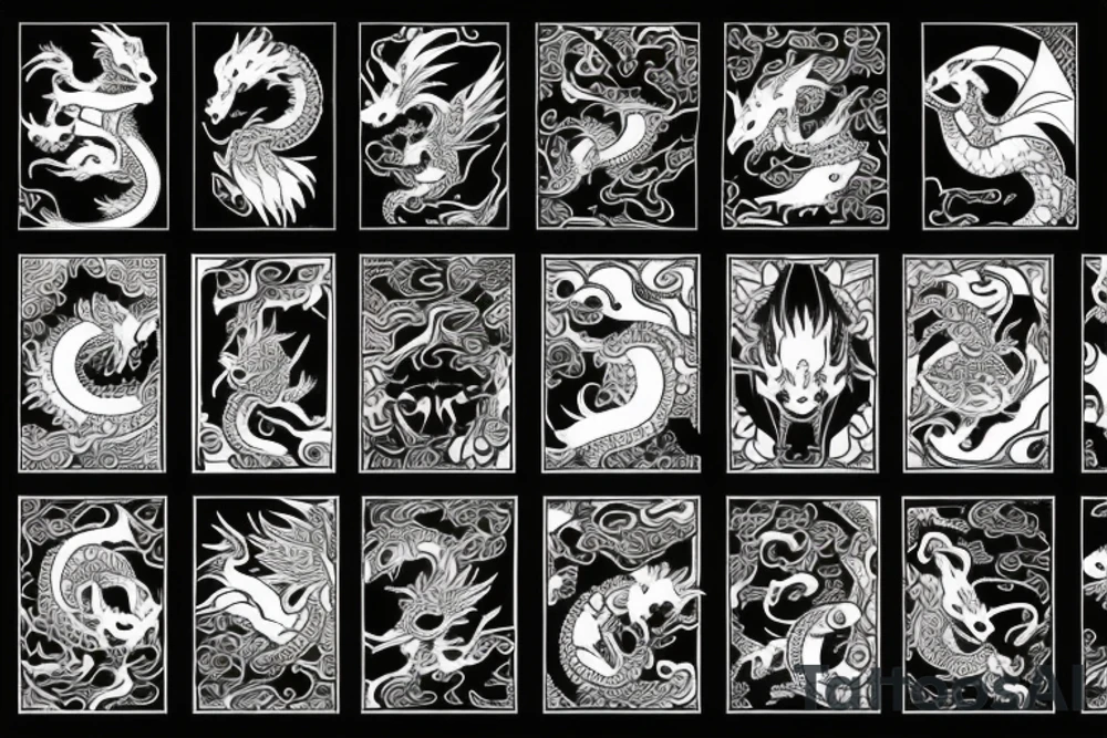 Panda, dragon, phoenix tattoo idea