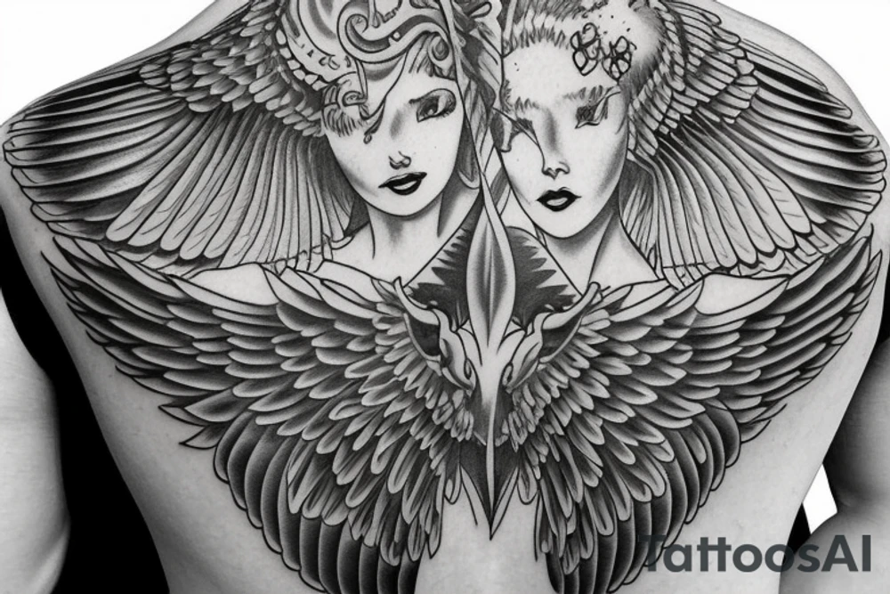 watch cover with angels wings tattoo idea