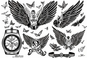 watch cover with wings tattoo idea