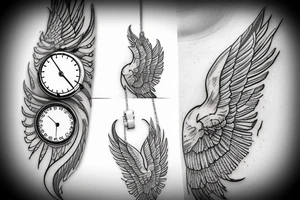 pendant watch cover with wings tattoo idea