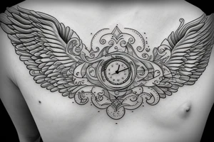 pendant watch cover with wings tattoo idea