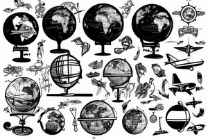 Globe with plane around tattoo idea