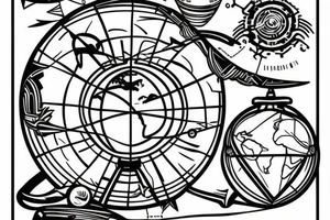 Globe with plane around tattoo idea