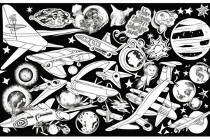 Earth with plane around tattoo idea