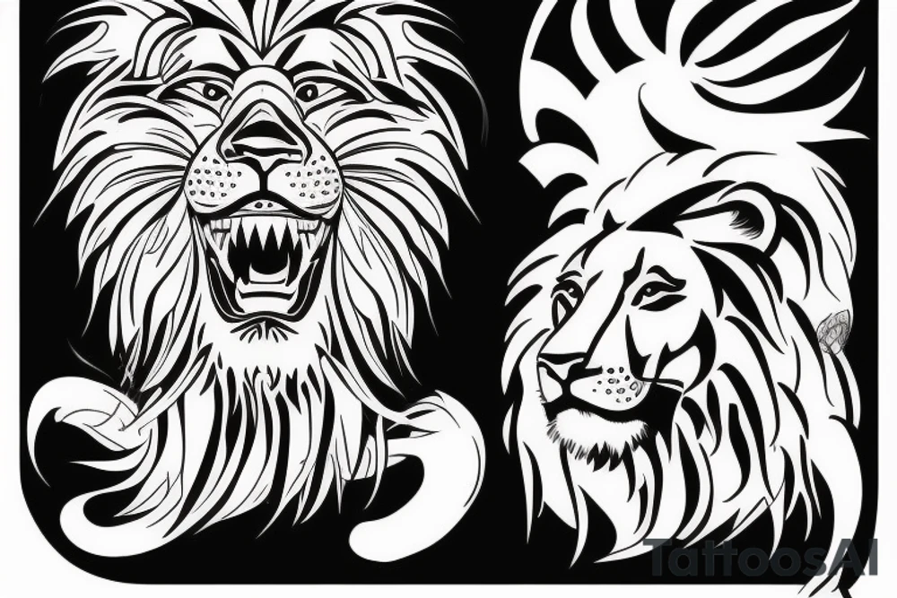 lion with 黃 in it tattoo idea