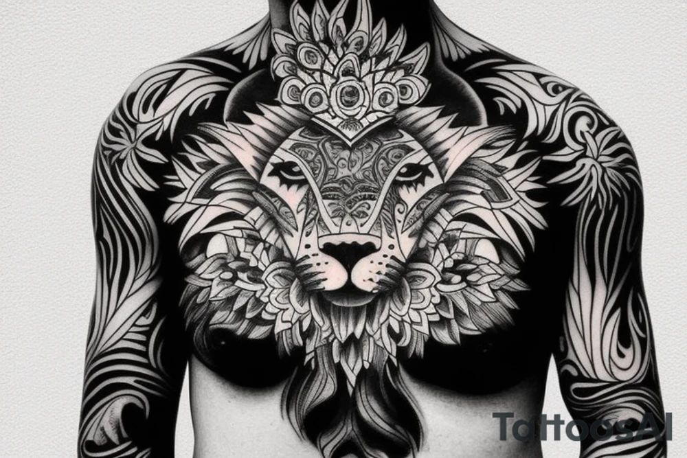 lion tattoo on chest tattoo idea