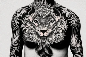 lion tattoo on chest tattoo idea