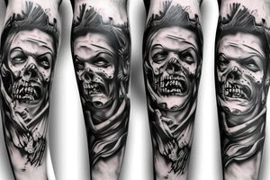 Greek god zombies leg sleeve tattoo idea
